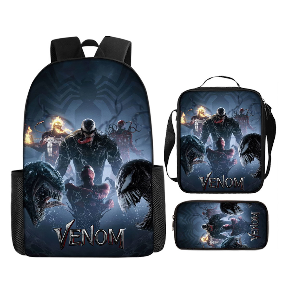 3PCS Venom Backpack Lunch Bags and Pencil Case - ChildAngle