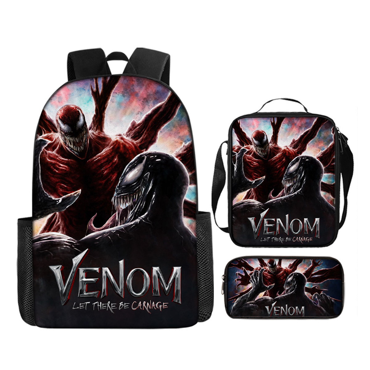 3PCS Venom Backpack Lunch Bags and Pencil Case - ChildAngle
