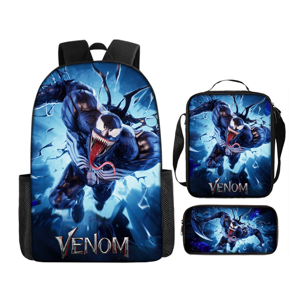 3PCS Venom Backpack Lunch Bags and Pencil Case - ChildAngle