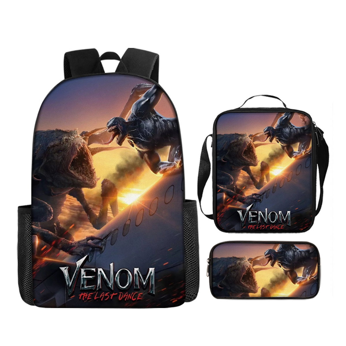 3PCS Venom Backpack Lunch Bags and Pencil Case - ChildAngle