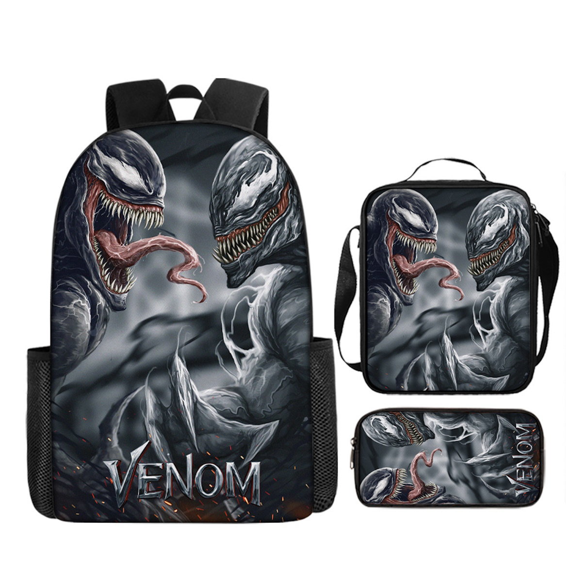 3PCS Venom Backpack Lunch Bags and Pencil Case - ChildAngle