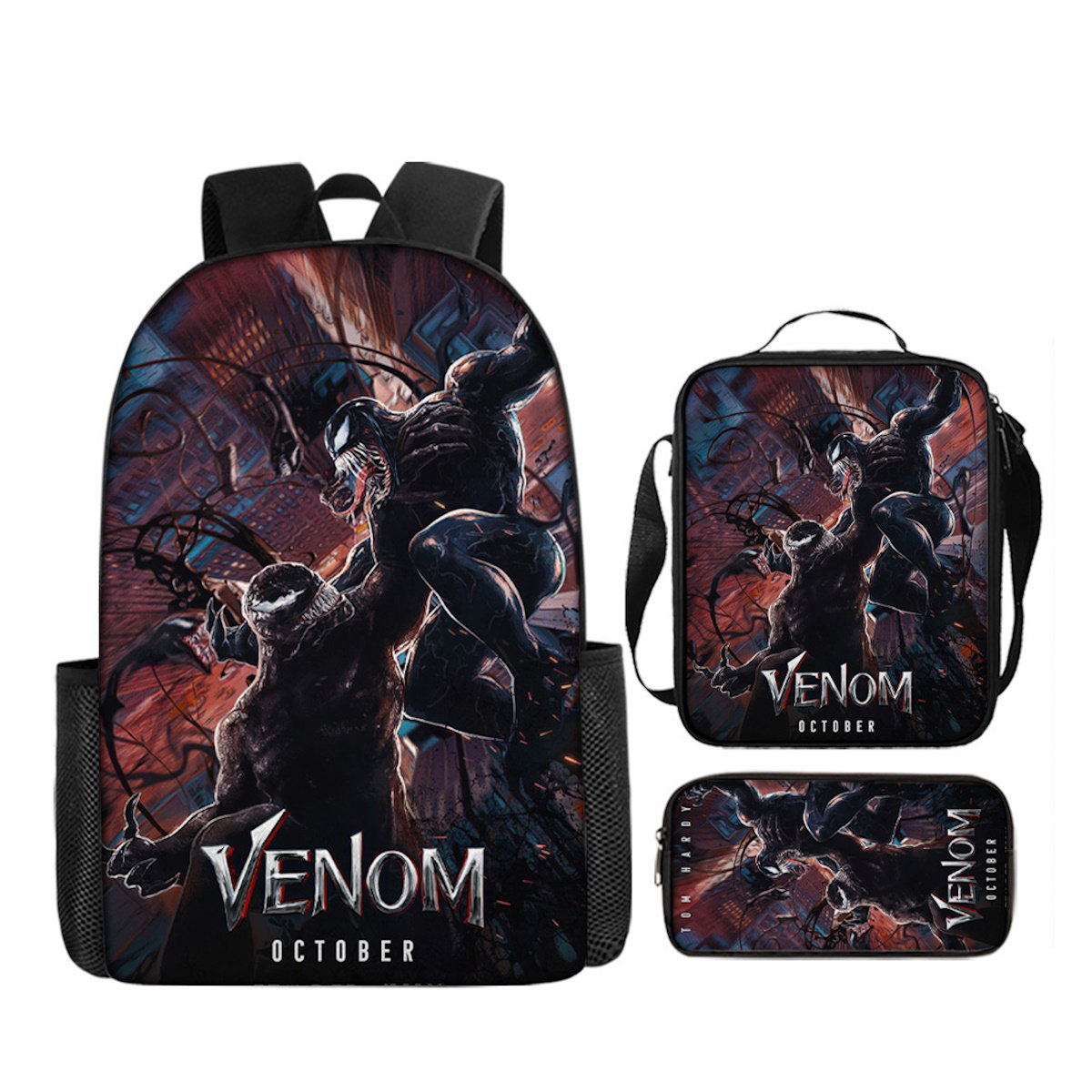 3PCS Venom Backpack Lunch Bags and Pencil Case - ChildAngle