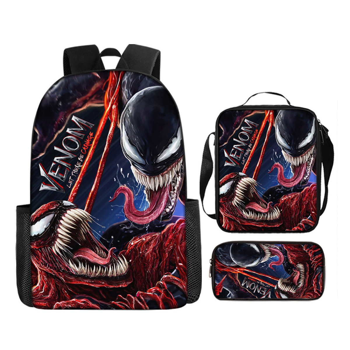 3PCS Venom Backpack Lunch Bags and Pencil Case - ChildAngle
