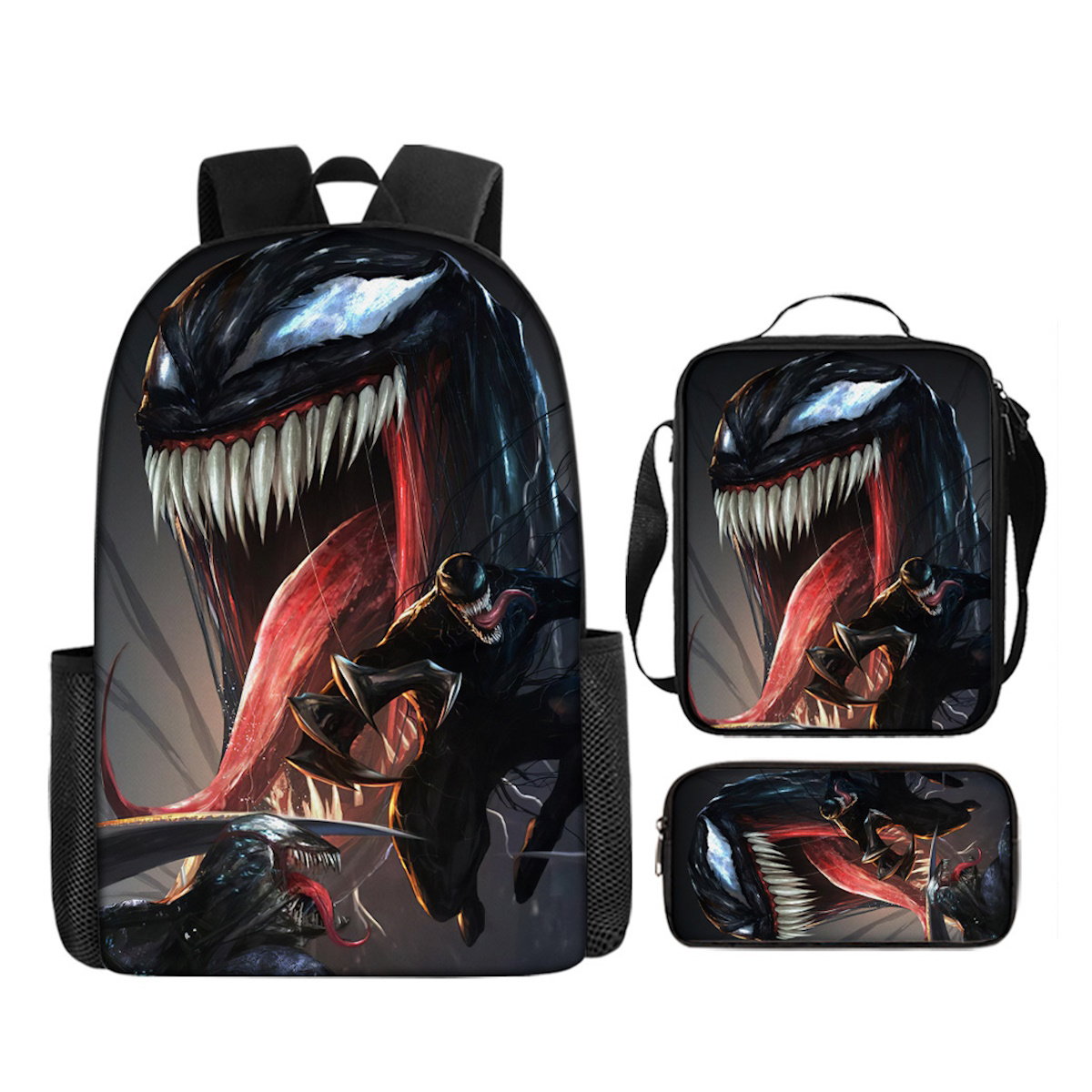 3PCS Venom Backpack Lunch Bags and Pencil Case - ChildAngle
