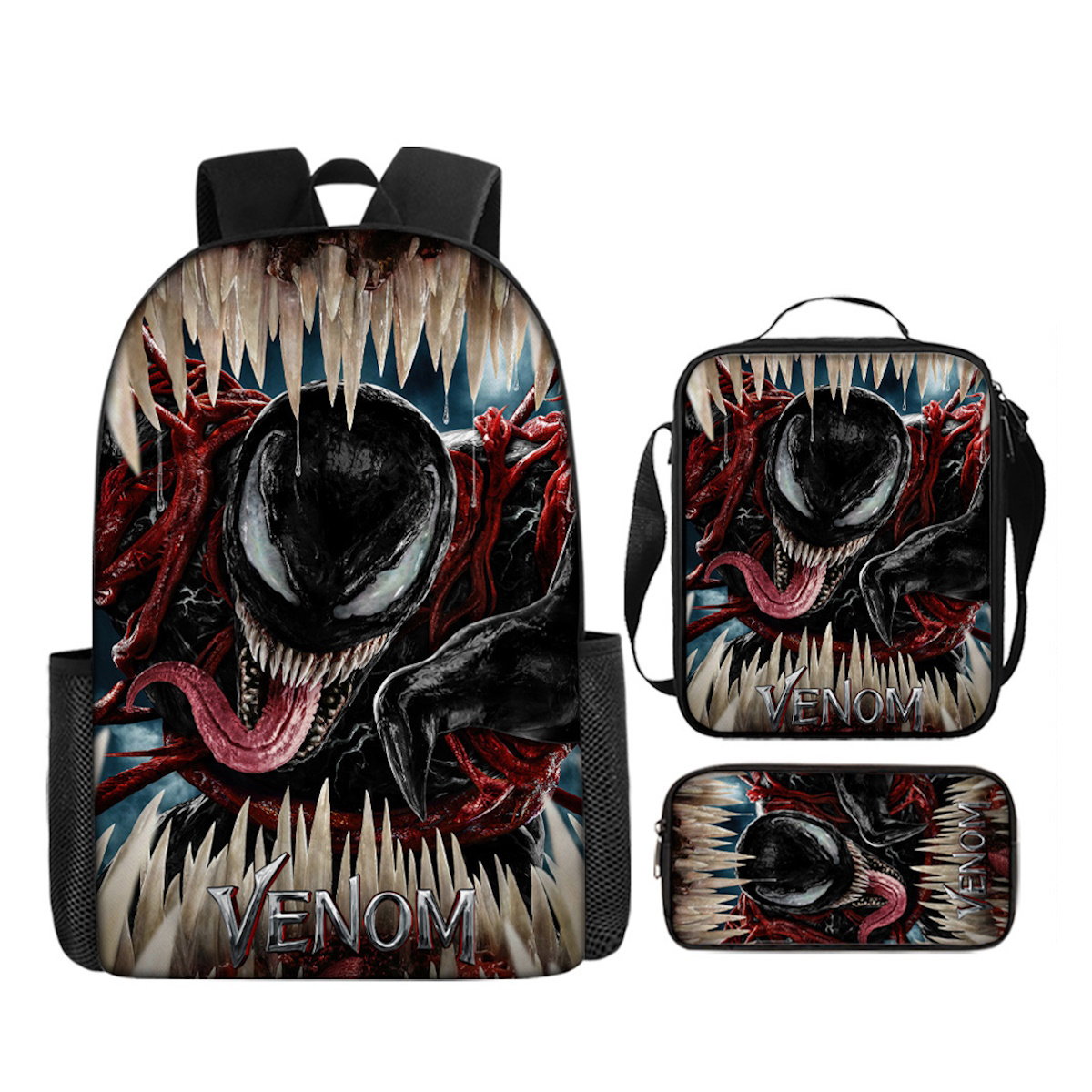 3PCS Venom Backpack Lunch Bags and Pencil Case - ChildAngle