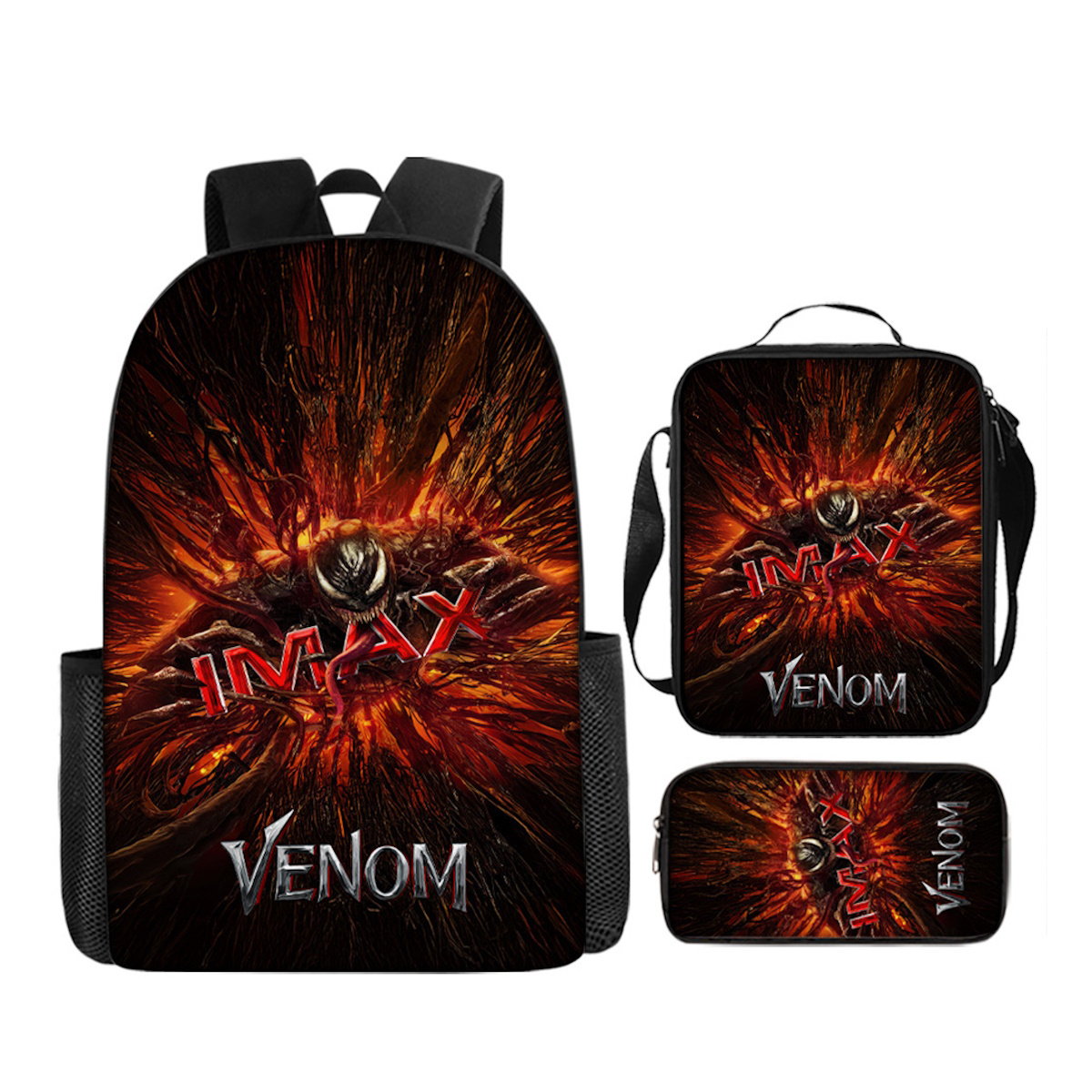 3PCS Venom Backpack Lunch Bags and Pencil Case - ChildAngle