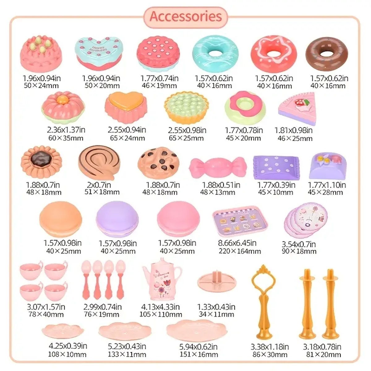 Children's afternoon tea set with pastel colors and a carrying case - ChildAngle Pretend Play Toys