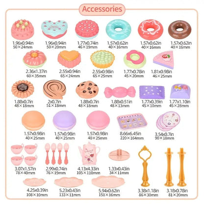 Children's afternoon tea set with pastel colors and a carrying case - ChildAngle Pretend Play Toys