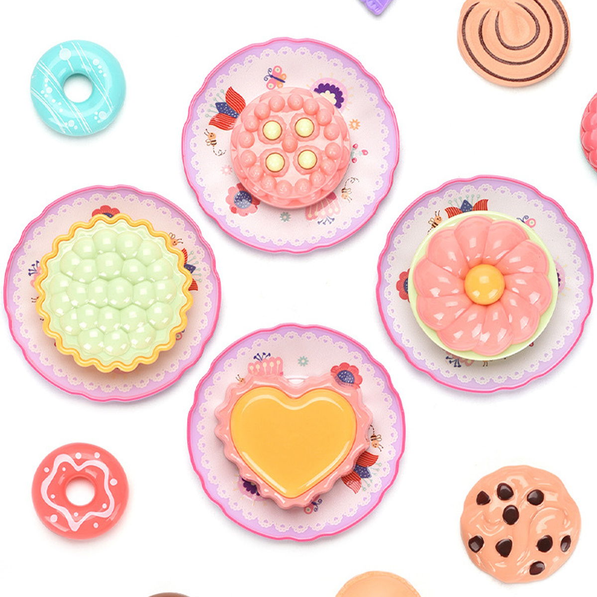 Children's afternoon tea set with pastel colors and a carrying case - ChildAngle Pretend Play Toys