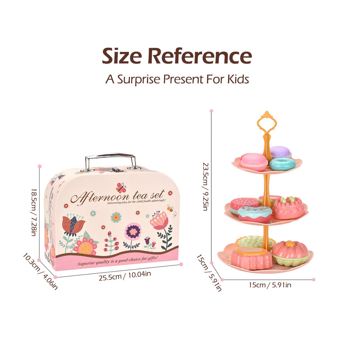 Children's afternoon tea set with pastel colors and a carrying case - ChildAngle Pretend Play Toys