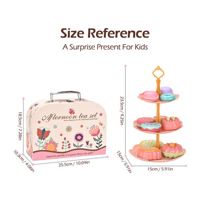 Children's afternoon tea set with pastel colors and a carrying case - ChildAngle Pretend Play Toys