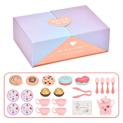 Children's afternoon tea set with pastel colors and a carrying case - ChildAngle Pretend Play Toys