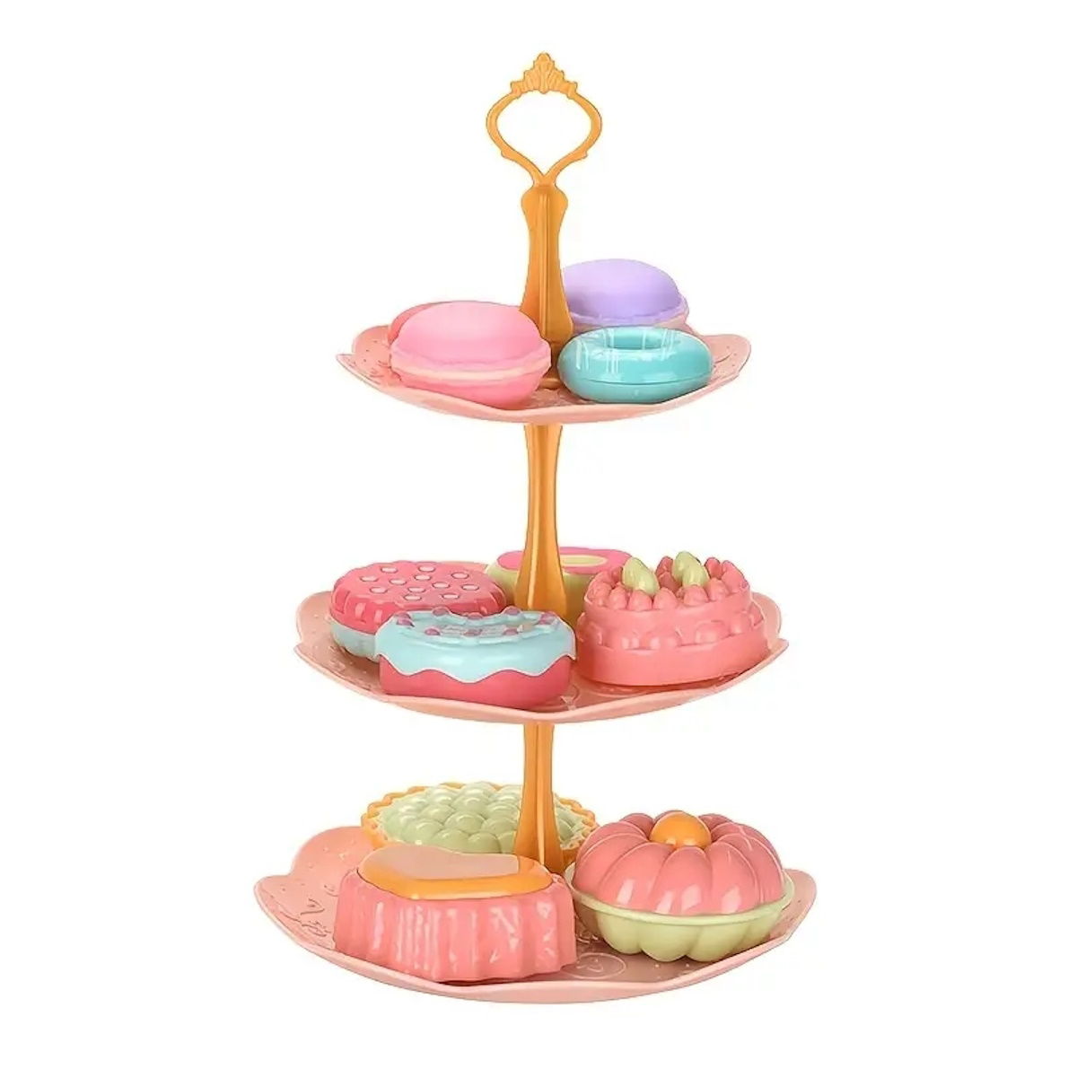 Children's afternoon tea set with pastel colors and a carrying case - ChildAngle Pretend Play Toys