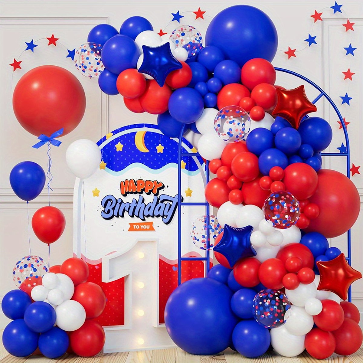 Patriotic balloon arch Stars, Latex Balloons and Confetti Balloons - ChildAngle 4th of July Balloons for Independence Day 