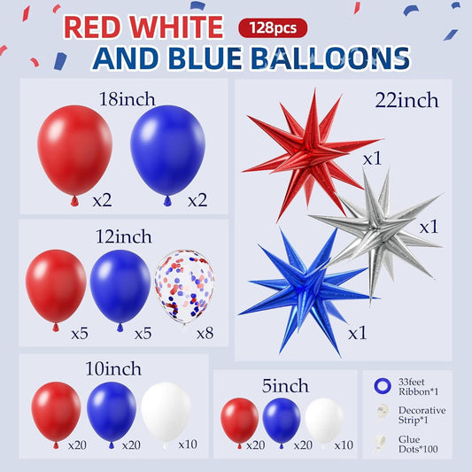 Balloon arch with red, blue, and white balloons - ChildAngle 4th of July Balloons Garland Starburst