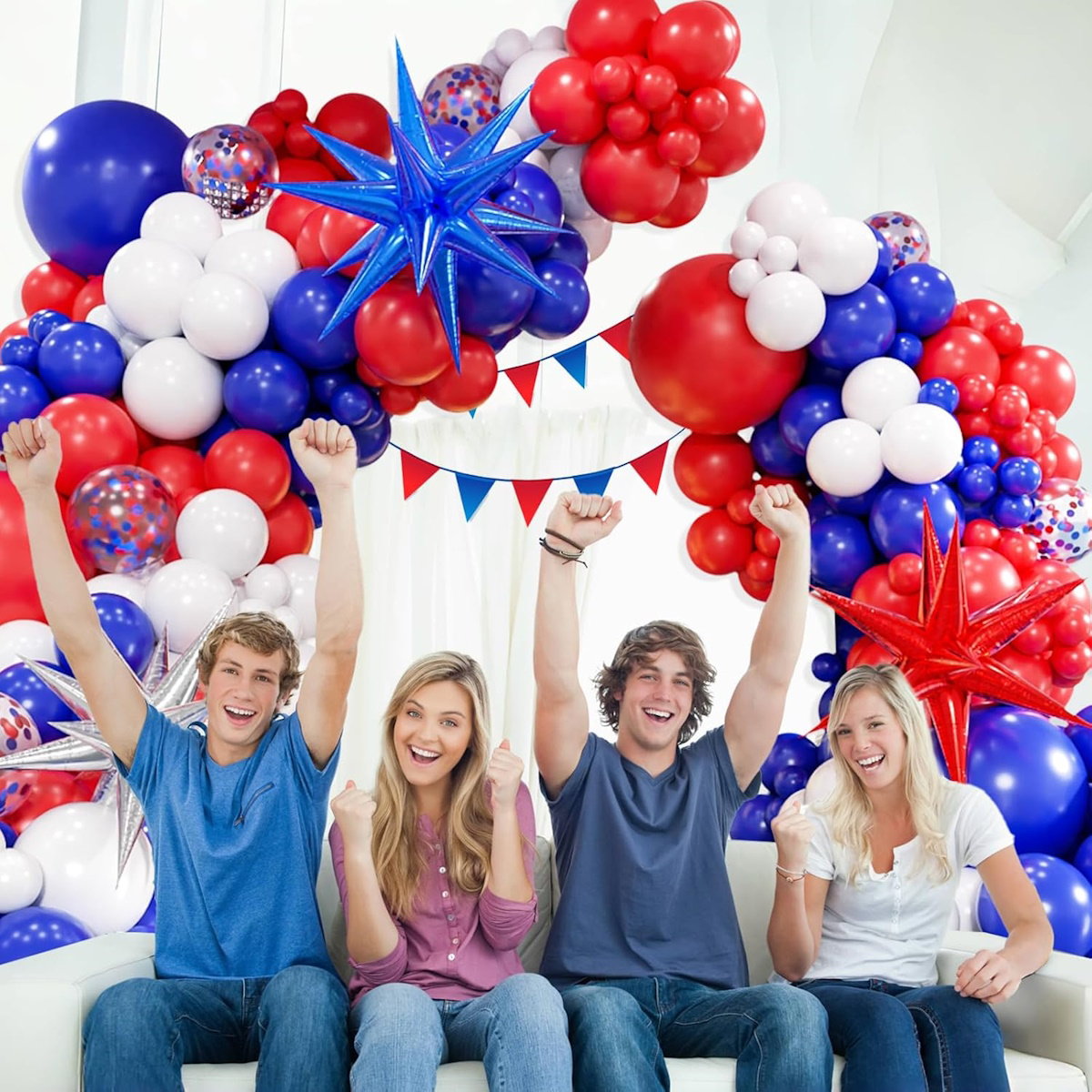 Balloon arch with red, blue, and white balloons - ChildAngle 4th of July Balloons Garland Starburst