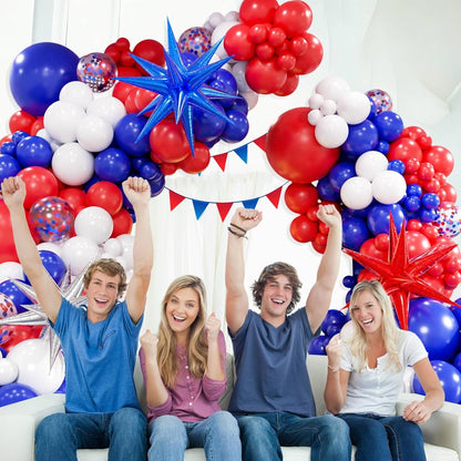 Balloon arch with red, blue, and white balloons - ChildAngle 4th of July Balloons Garland Starburst
