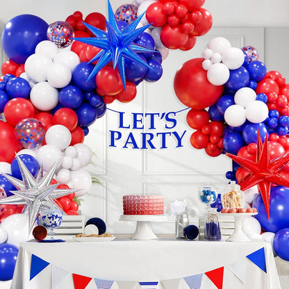 Balloon arch with red, blue, and white balloons - ChildAngle 4th of July Balloons Garland Starburst