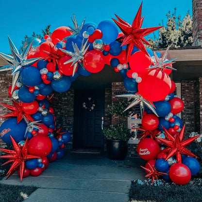 Balloon arch with red, blue, and white balloons - ChildAngle 4th of July Balloons Garland Starburst