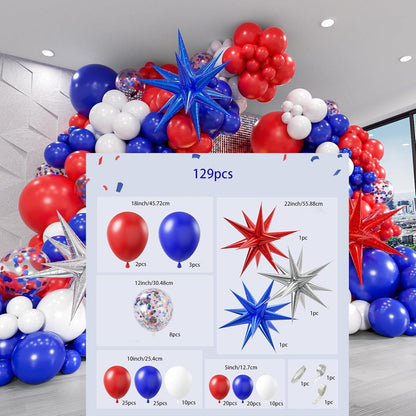 Balloon arch with red, blue, and white balloons - ChildAngle 4th of July Balloons Garland Starburst