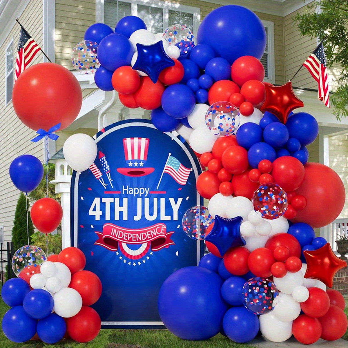 Patriotic balloon arch Stars, Latex Balloons and Confetti Balloons - ChildAngle 4th of July Balloons for Independence Day 