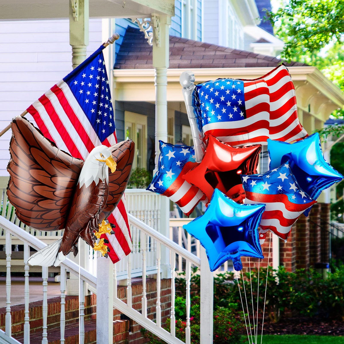 Bald Eagle American flags and USA Letter balloons for 4th of July - ChildAngle 