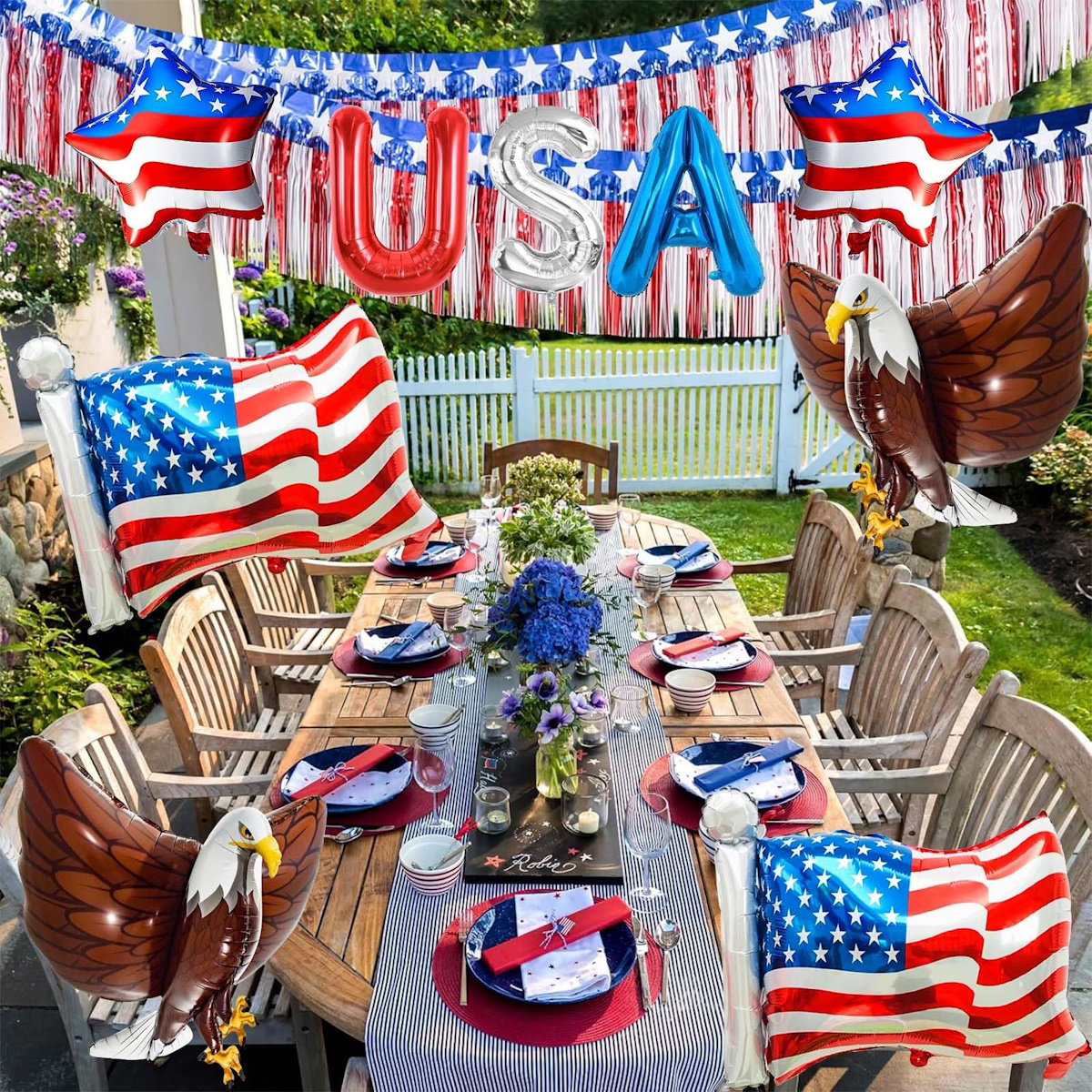 Bald Eagle American flags and USA Letter balloons for 4th of July - ChildAngle 