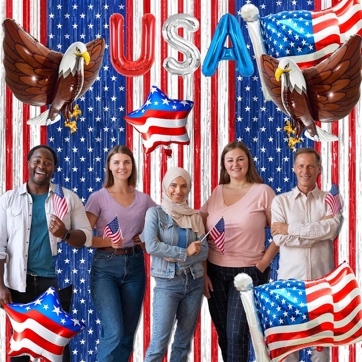 Bald Eagle American flags and USA Letter balloons for 4th of July - ChildAngle 