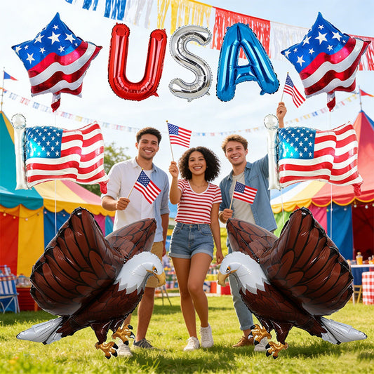 Bald Eagle American flags and USA Letter balloons for 4th of July - ChildAngle 