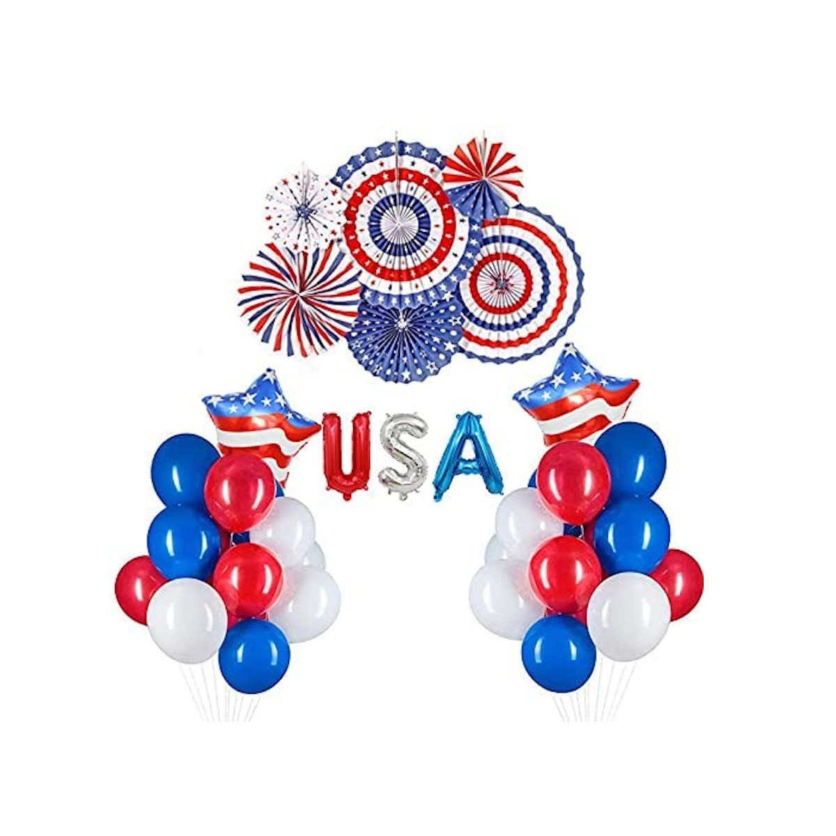 Decorative set with balloons, 'USA' letter balloons for a patriotic theme - ChildAngle 4th of July Balloon Garland
