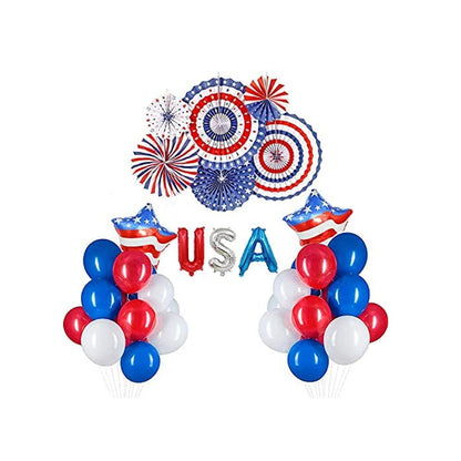 Decorative set with balloons, 'USA' letter balloons for a patriotic theme - ChildAngle 4th of July Balloon Garland