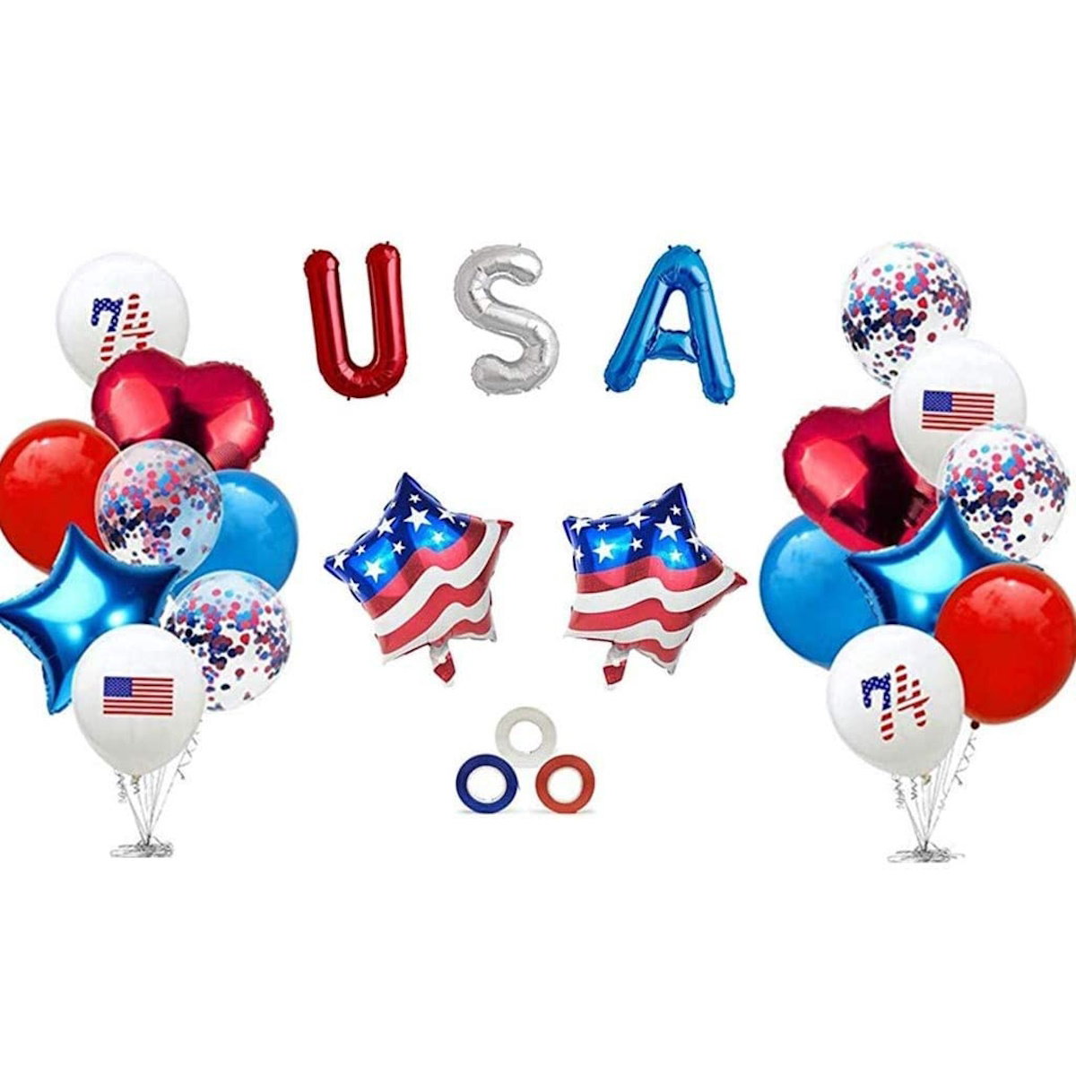 American flag-themed balloons and 'USA' letters - ChildAngle 4th of July Balloons