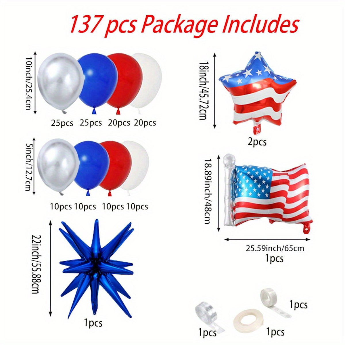 Balloon arch with American flags and stars - ChildAngle Starburst American Flag Patriotic Balloon Arch Kits