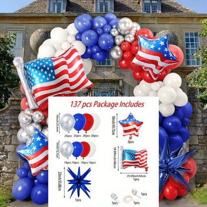Balloon arch with American flags and stars - ChildAngle Starburst American Flag Patriotic Balloon Arch Kits
