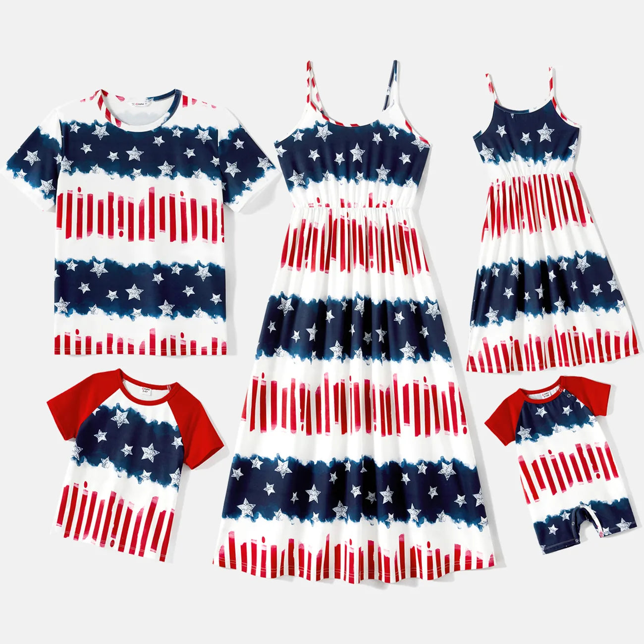 4th of July Family Matching Dress Shirts Set Stripe Star Outfit