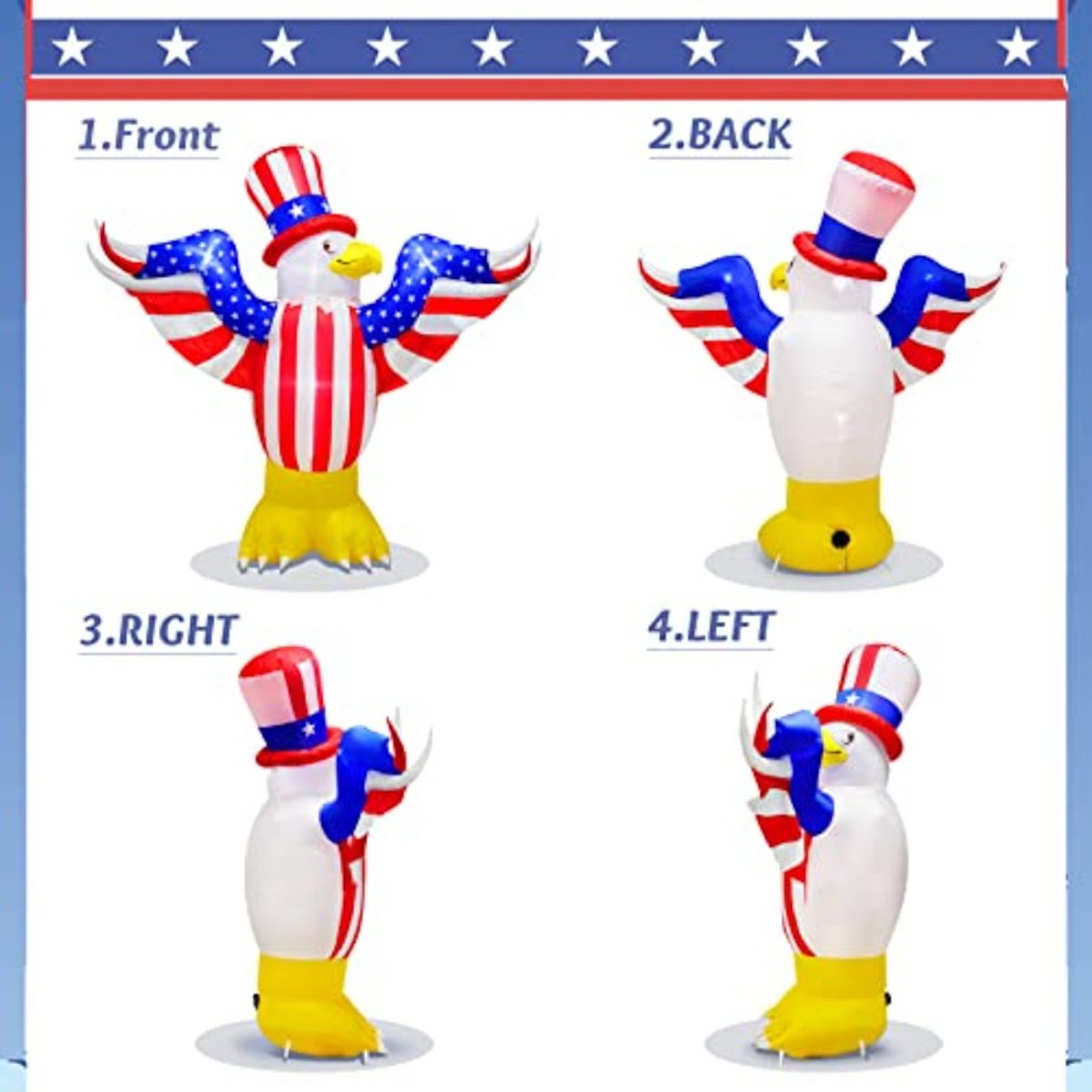 Inflatable eagle with Hat - ChildAngle 4th of July Inflatables 6ft Eagle with Hat Outdoor Decorations for Independence Day