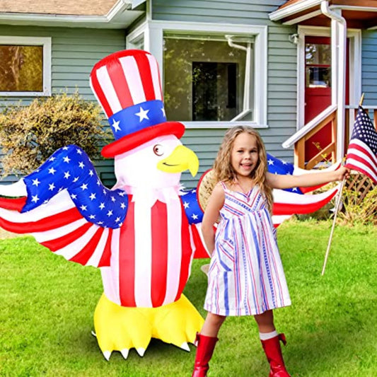 Inflatable eagle with Hat - ChildAngle 4th of July Inflatables 6ft Eagle with Hat Outdoor Decorations for Independence Day