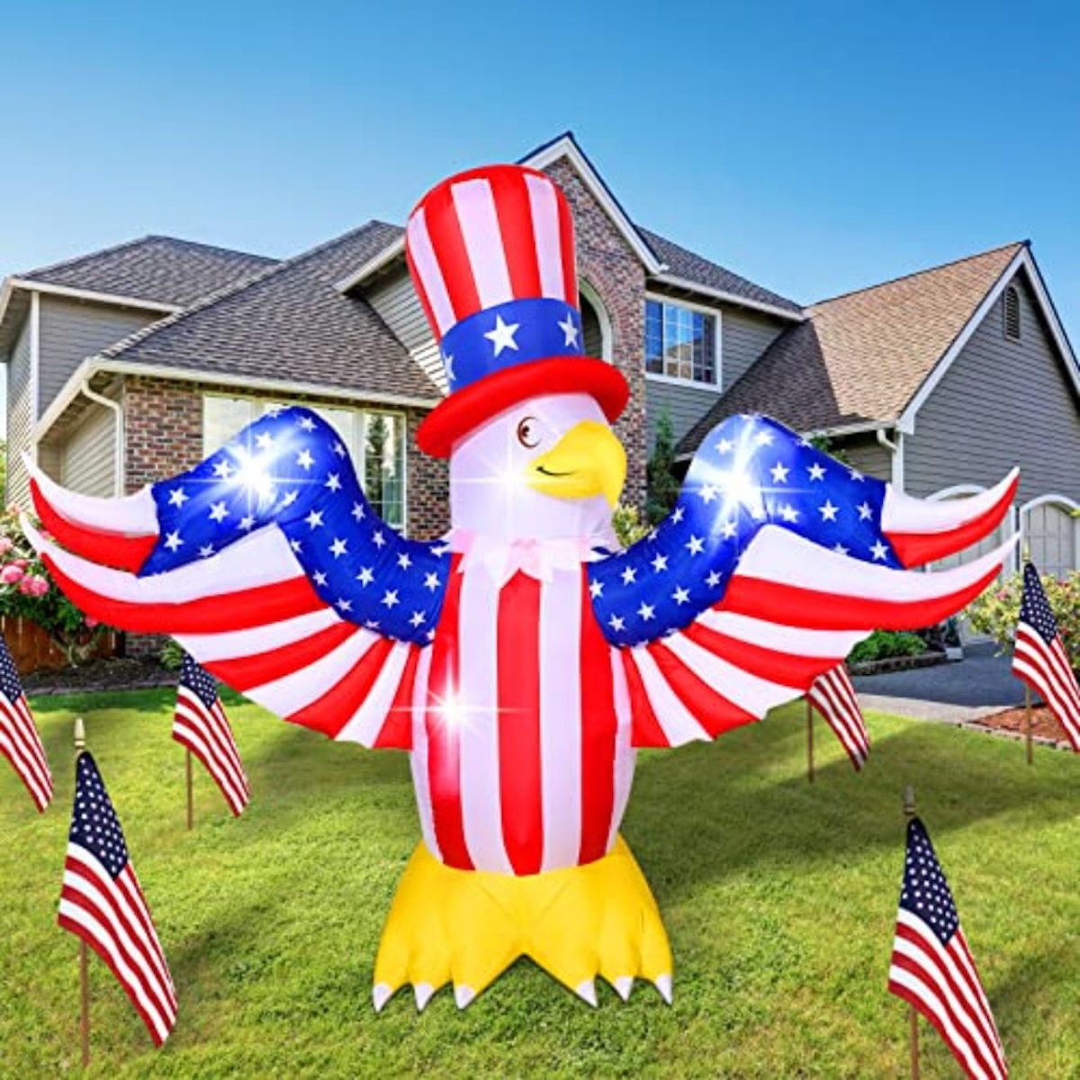 Inflatable eagle with Hat - ChildAngle 4th of July Inflatables 6ft Eagle with Hat Outdoor Decorations for Independence Day