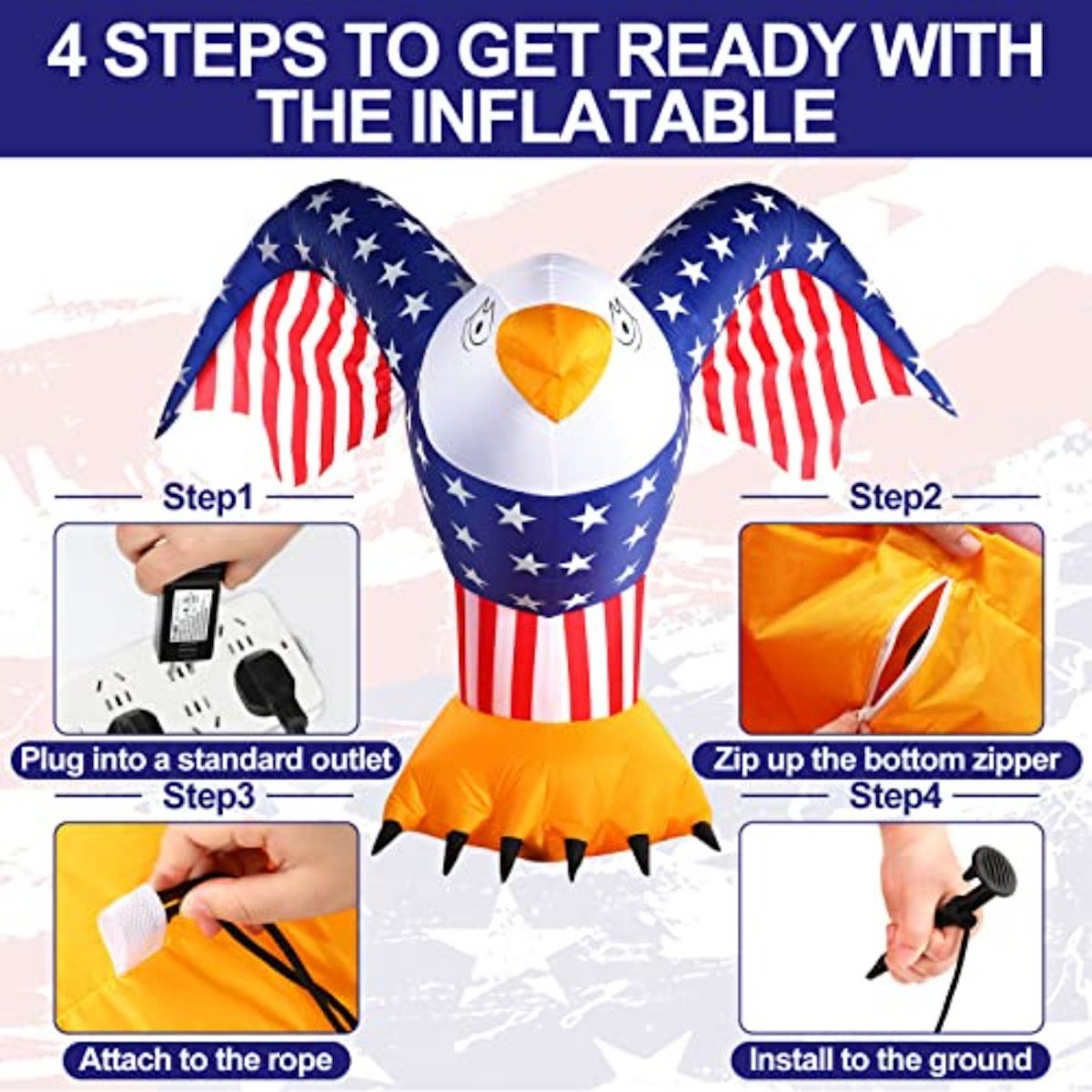 Inflatable eagle with American flag design - ChildAngle 4th of July Inflatables