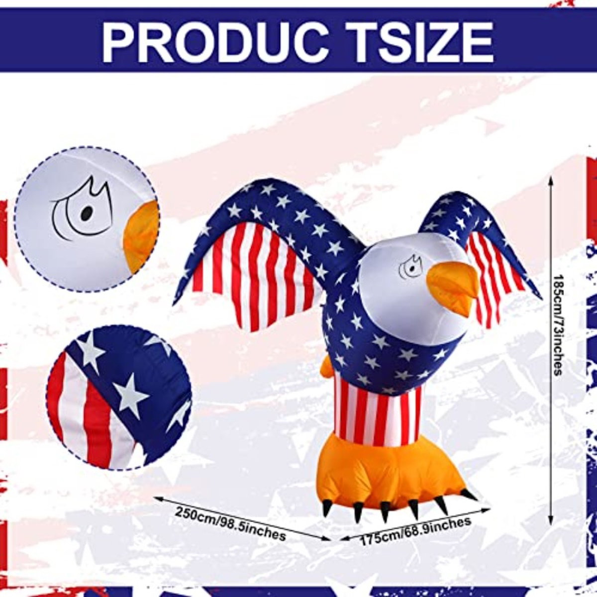Inflatable eagle with American flag design - ChildAngle 4th of July Inflatables