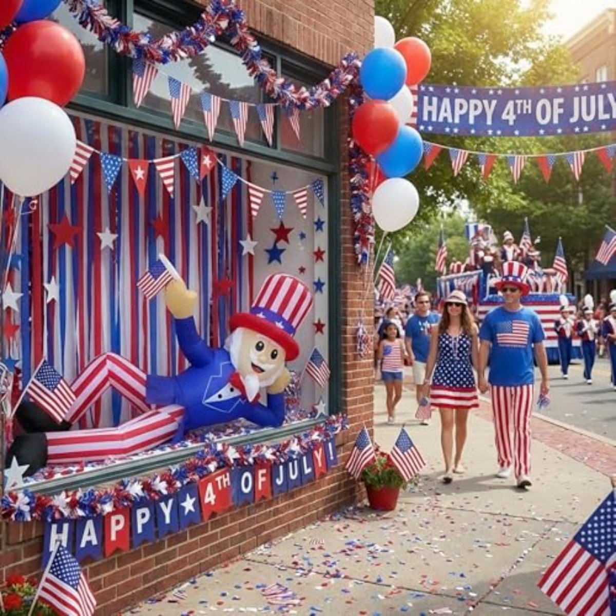 Inflatable Uncle Sam figure with American flag - ChildAngle Uncle Sam 4th of July Inflatables