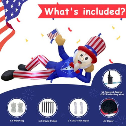 Inflatable Uncle Sam figure with American flag - ChildAngle Uncle Sam 4th of July Inflatables