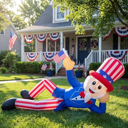 Inflatable Uncle Sam figure with American flag - ChildAngle Uncle Sam 4th of July Inflatables