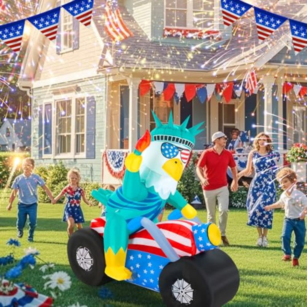 The statue of Liberty Sunglasses Eagle on Motorcycle Inflatable decoration - ChildAngle 4th of July Inflatables for Outdoor Decorations