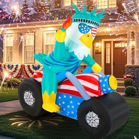 The statue of Liberty Sunglasses Eagle on Motorcycle Inflatable decoration - ChildAngle 4th of July Inflatables for Outdoor Decorations