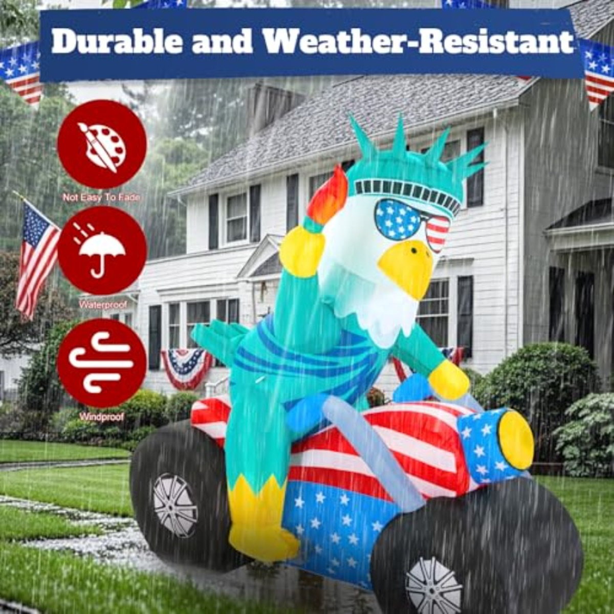The statue of Liberty Sunglasses Eagle on Motorcycle Inflatable decoration - ChildAngle 4th of July Inflatables for Outdoor Decorations