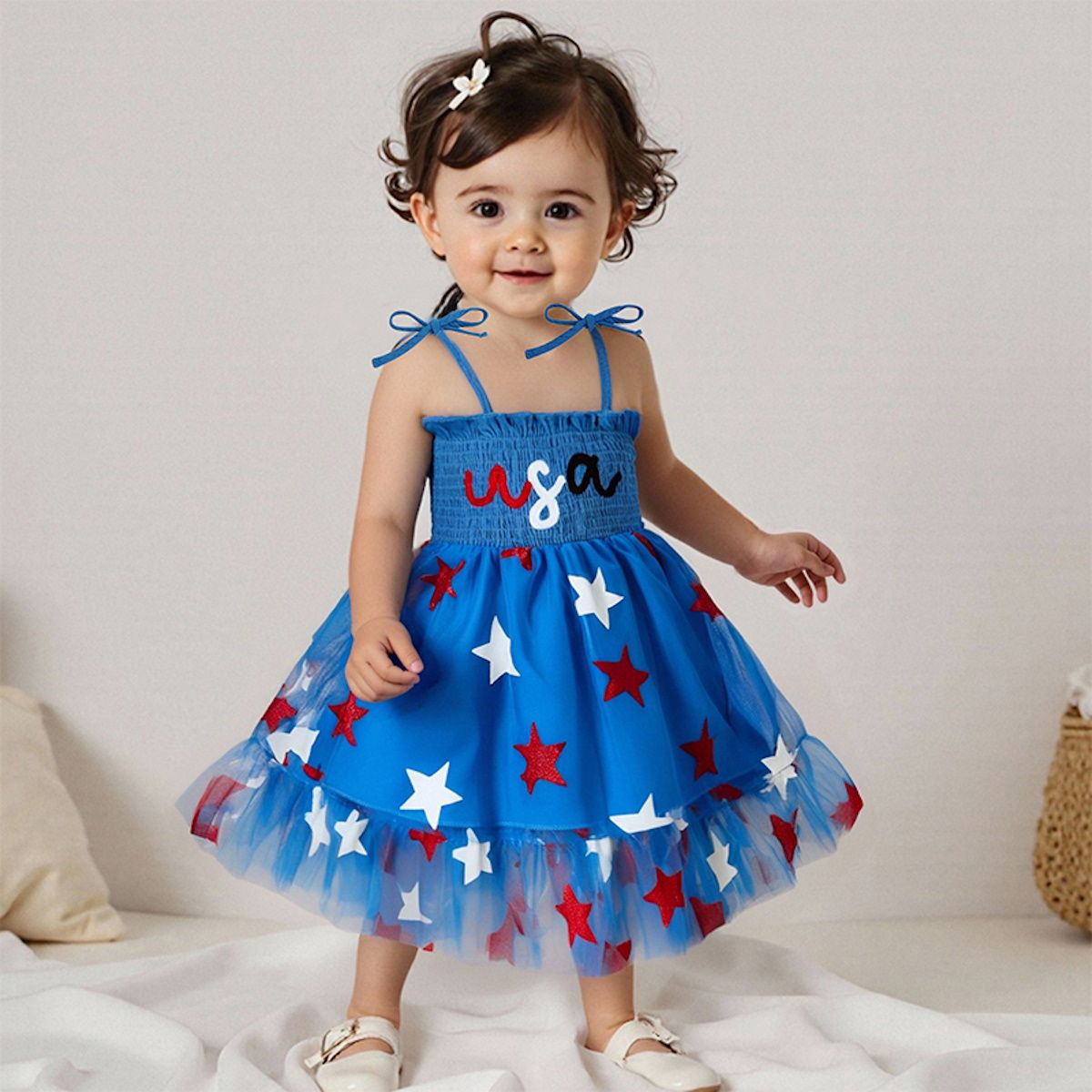 Newborn Toddlers Kids Girls Stars Shoulder Tie Dresses 4th of July Dre – ChildAngle Newborn Toddlers Kids Girls Stars Shoulder Tie Dresses 4th of July Dre – ChildAngle