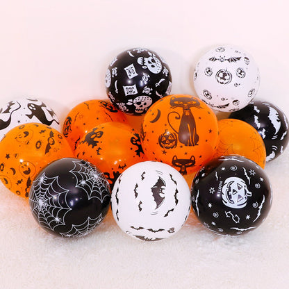 50PCS 12'' Latex Balloon for Halloween Party Bat Ghost Spider Web Colored Balloon Set - ChildAngle