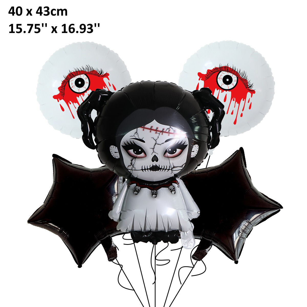 5PCS 16'' Balloon Bouquet for Halloween Witch Bat Grim Reaper Pumpkin Foil Balloon Set - ChildAngle