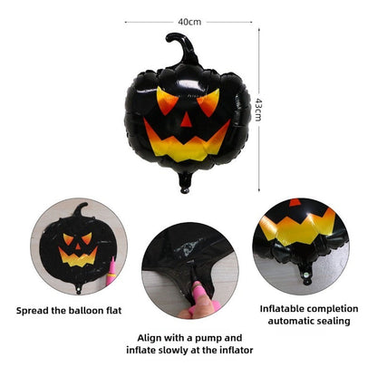 5PCS 16'' Balloon Bouquet for Halloween Witch Bat Grim Reaper Pumpkin Foil Balloon Set - ChildAngle
